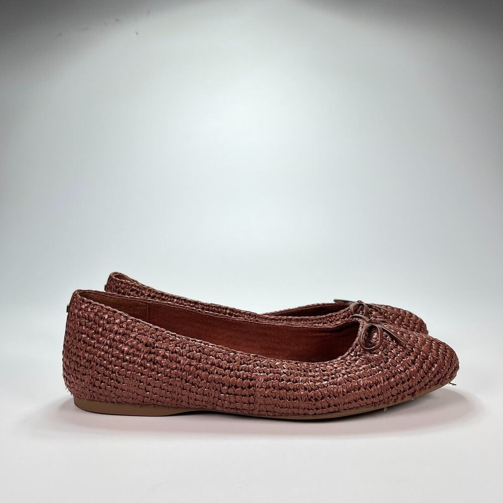 Birdie The Hummingbird Walnut Raffia Slip On Almond Toe Shoes Women's Size 9